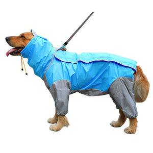 Pet Small Large Dog Raincoat Waterproof Clothes For Big Dogs Jumpsuit Rain Coat Hooded Overalls Cloak Labrador Golden Retriever