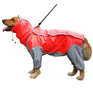 Pet Small Large Dog Raincoat Waterproof Clothes For Big Dogs Jumpsuit Rain Coat Hooded Overalls Cloak Labrador Golden Retriever