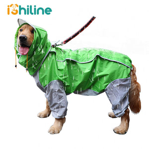 Pet Small Large Dog Raincoat Waterproof Clothes For Big Dogs Jumpsuit Rain Coat Hooded Overalls Cloak Labrador Golden Retriever
